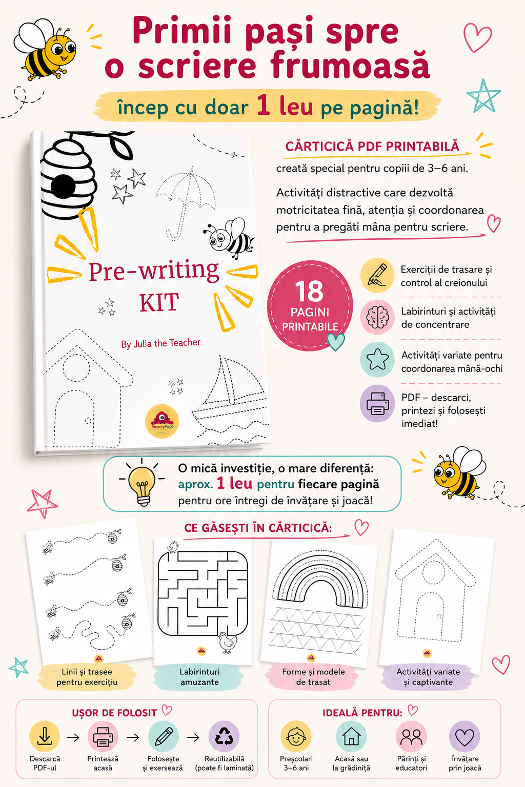 Pre-Writing Kit —Kit Activități Pre-Scriere Preșcolari