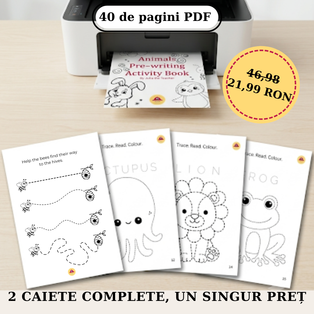 De la Prima Linie Trasată la Primul Cuvânt - Pachet digital(40 Pagini PDF, 3-6 ani)